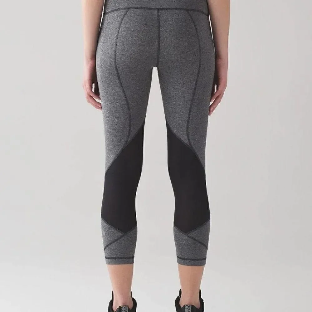Lululemon Pace Rival Crop Giant Herringbone Heathered Black Size 4